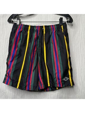 Men's pacsun black / multicolor swim trunks
